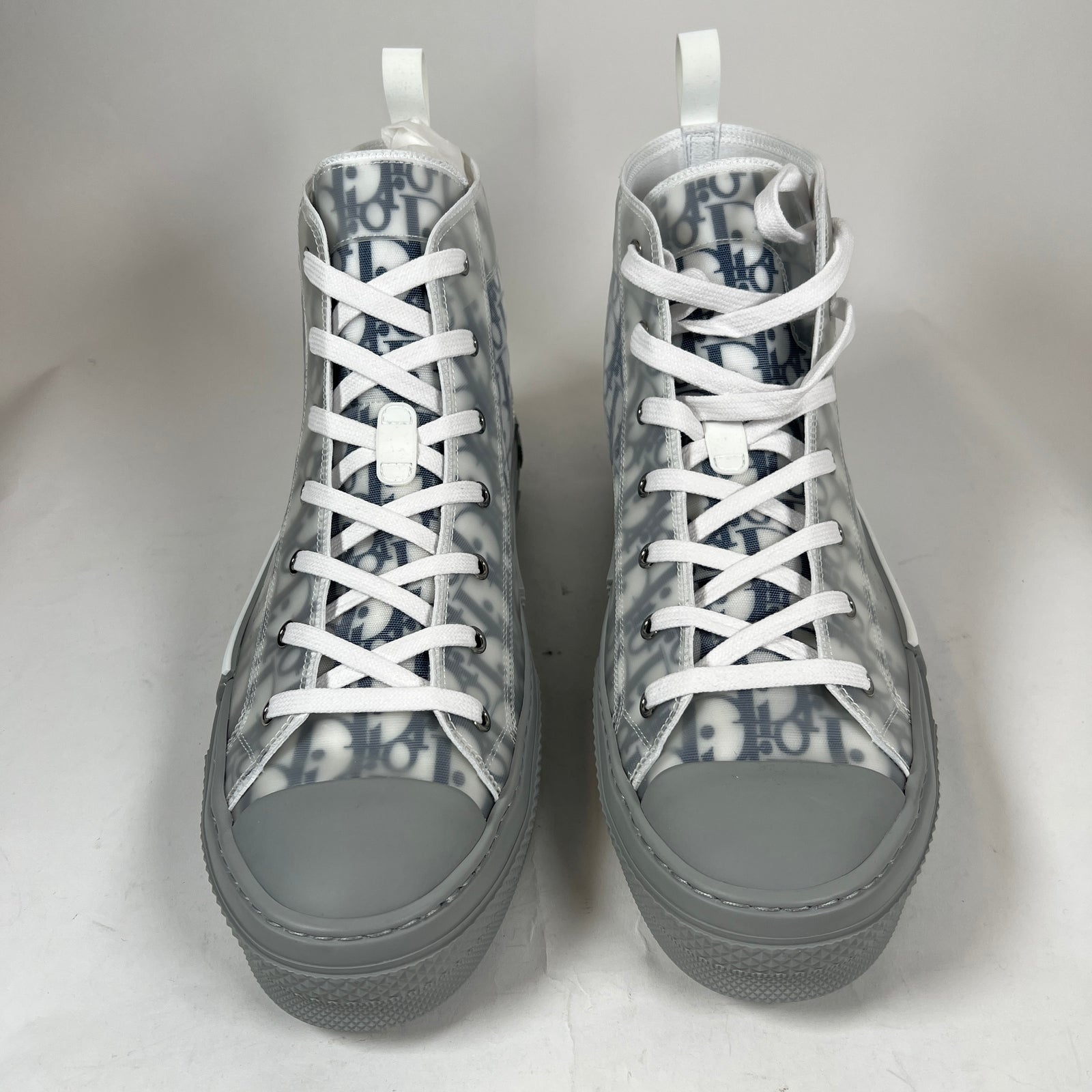Dior B23 Blue/Grey Oblique Transparent High Top Sneaker Size 47