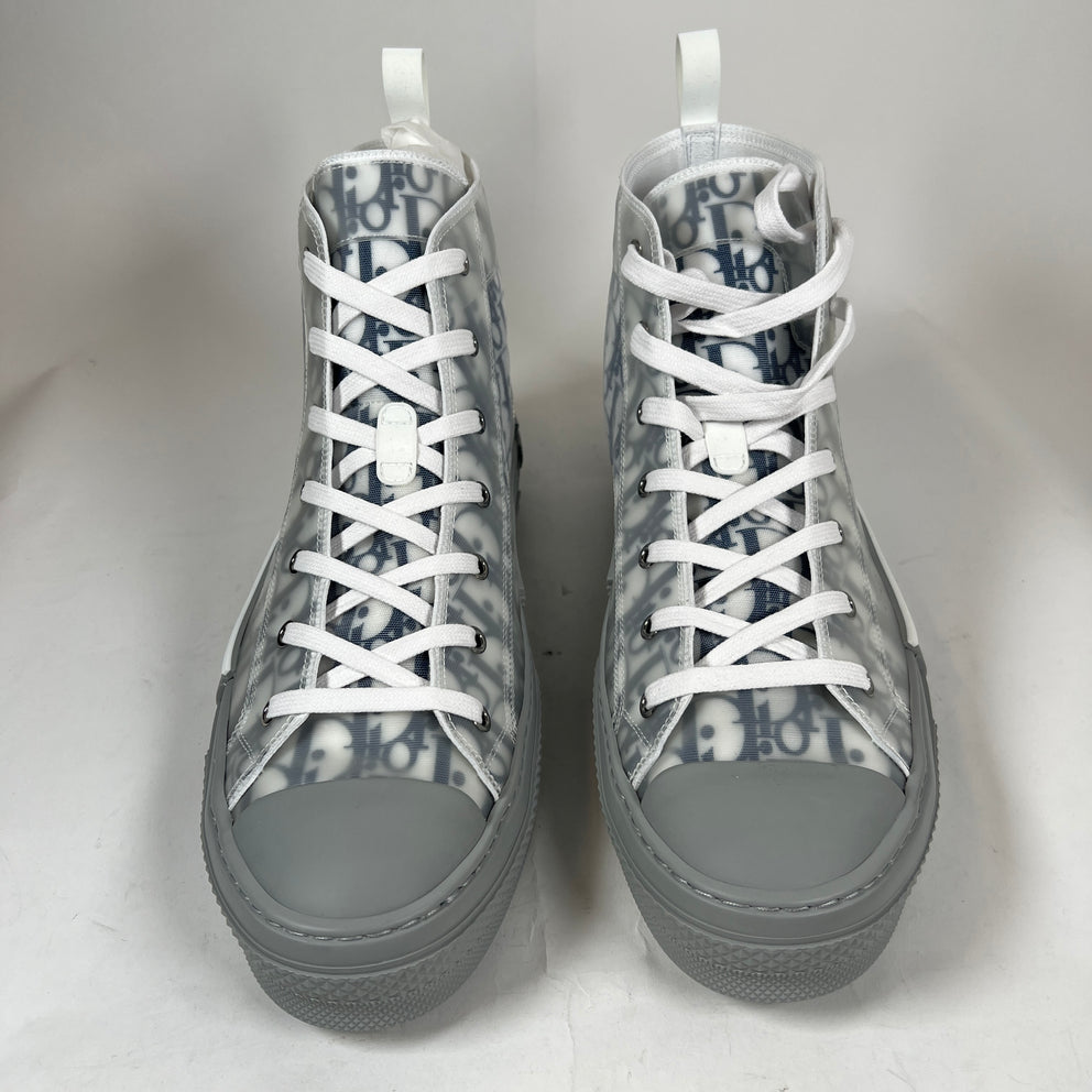 Dior B23 Blue/Grey Oblique Transparent High Top Sneaker Size 47