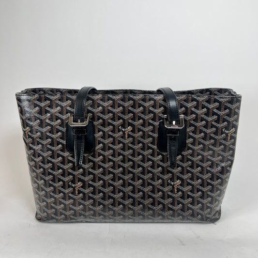Goyard Black Goyardine Marie Galante MM Tote Bag