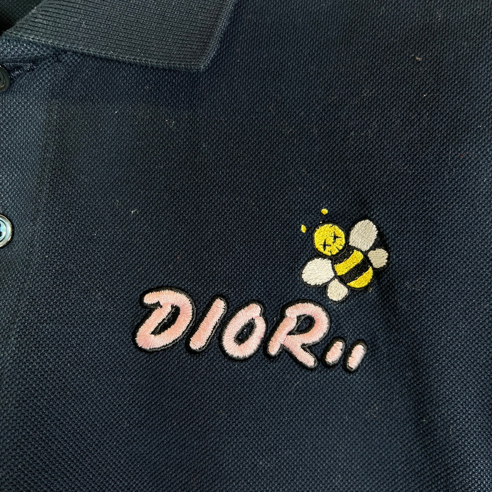 Dior x Kaws Navy Embroidered Bee Logo Polo Size XS