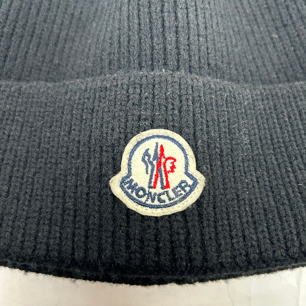 Moncler Black Logo Beanie