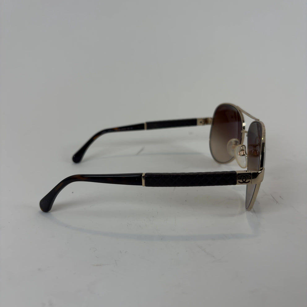 Chanel Lambskin Quilted CC Aviator Sunglasses