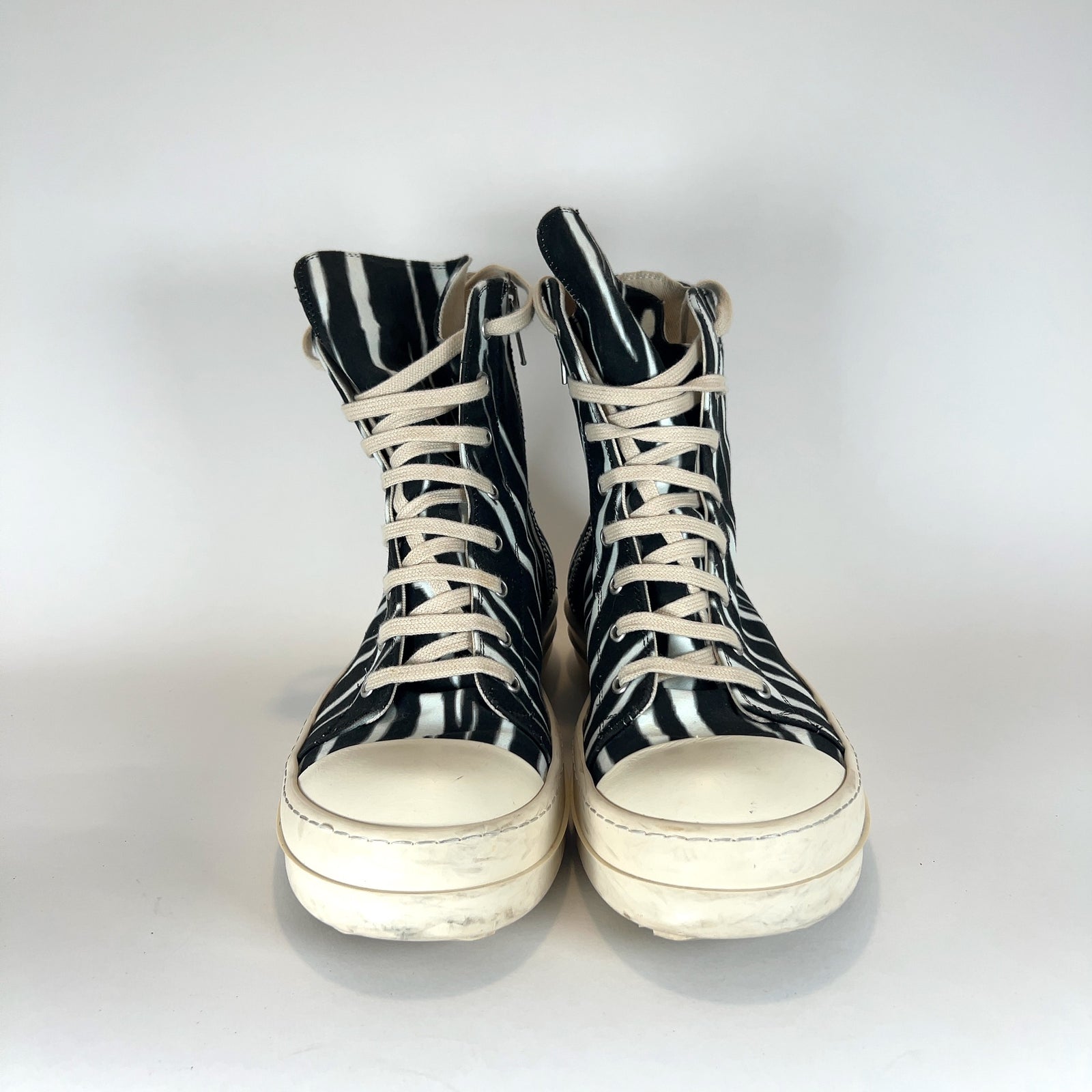 Rick Owens DRKSHDW Zebra Ramone Hightop Sneakers