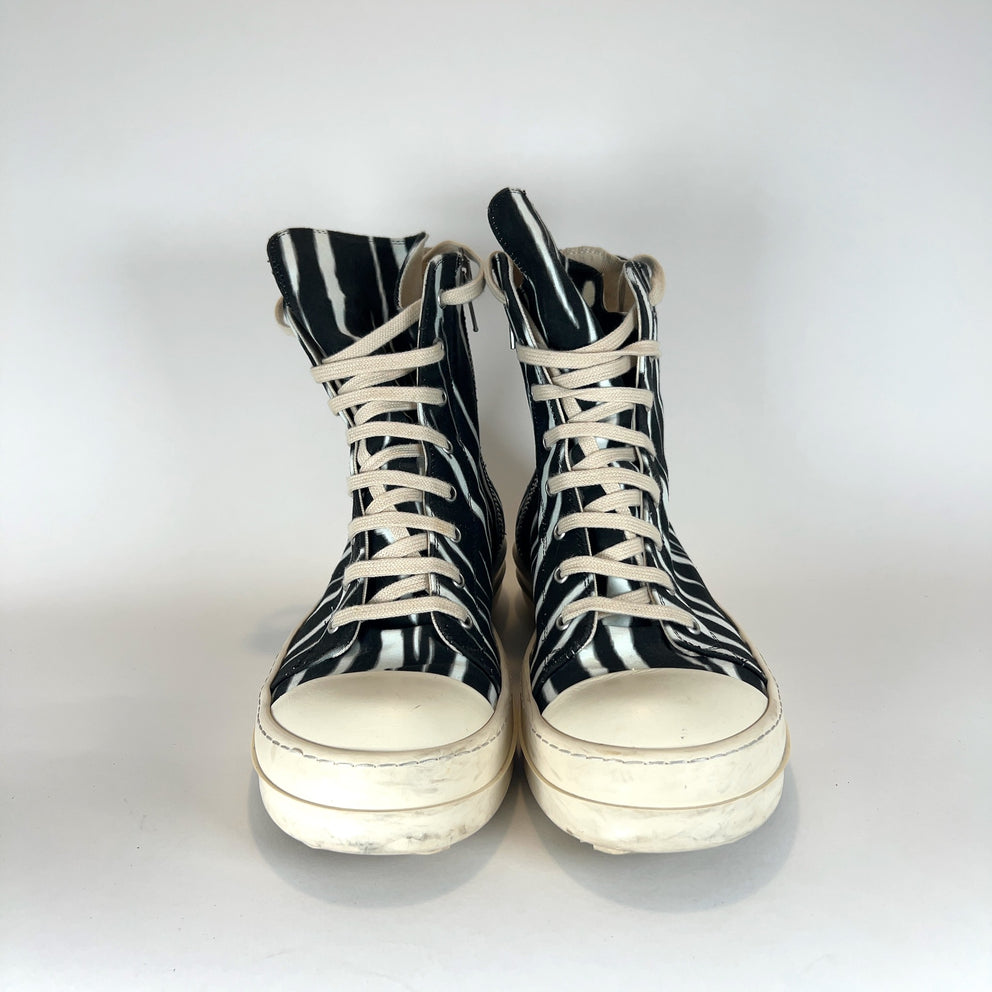 Rick Owens DRKSHDW Zebra Ramone Hightop Sneakers