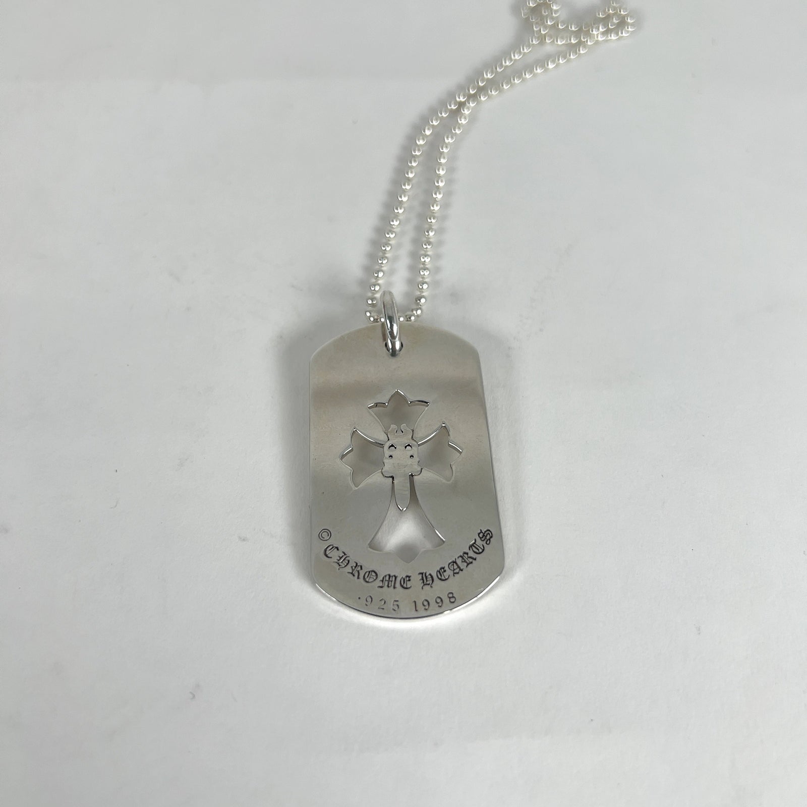 Chrome Hearts Dagger Cross Dog-Tag Necklace