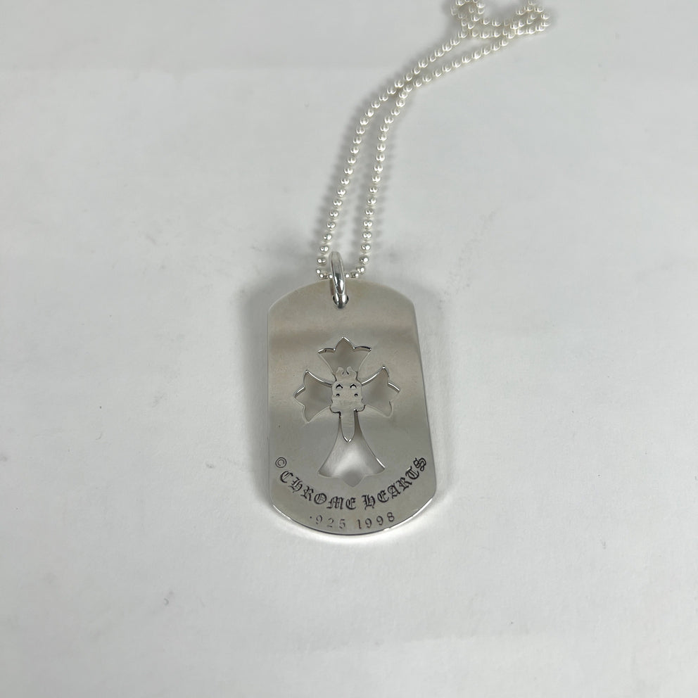Chrome Hearts Dagger Cross Dog-Tag Necklace