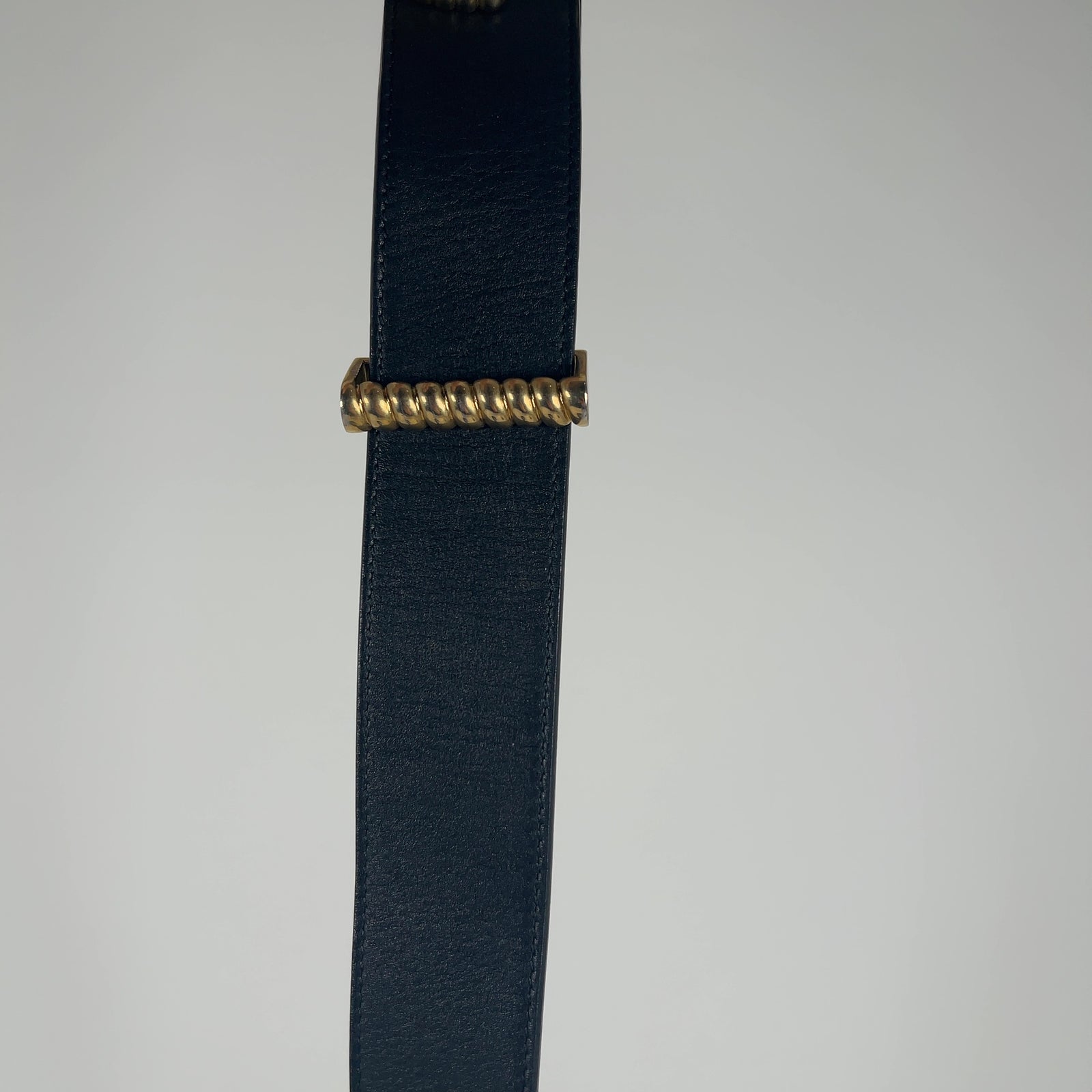 Gucci Ribbed Gold "GG" Leather Belt