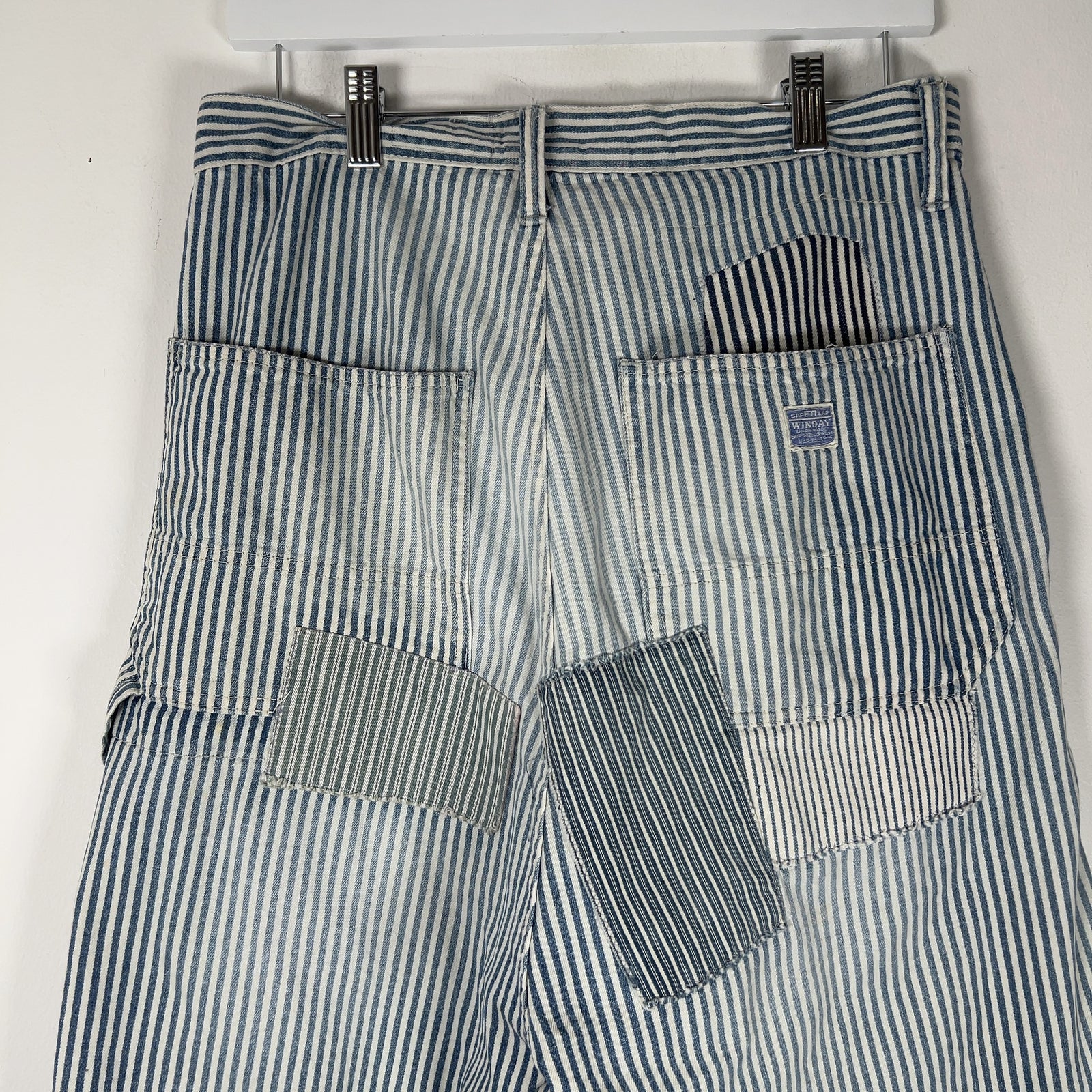 Kapital Hickory Stripe Distressed Painter Wide Leg Port Baggy Pants