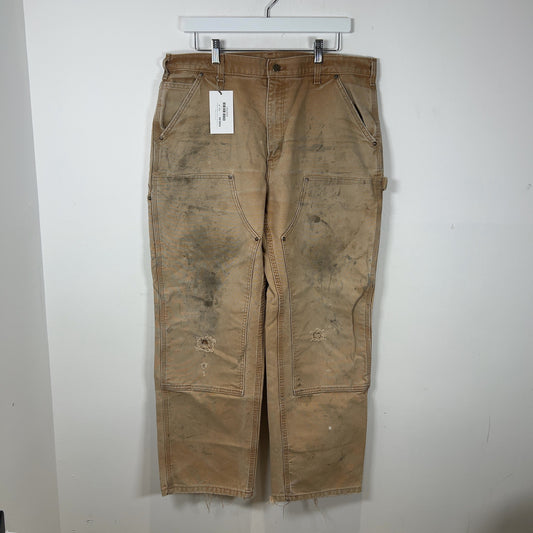 Carhartt Vintage Faded Khaki Distressed 'Double Knee' Carpenter Pants
