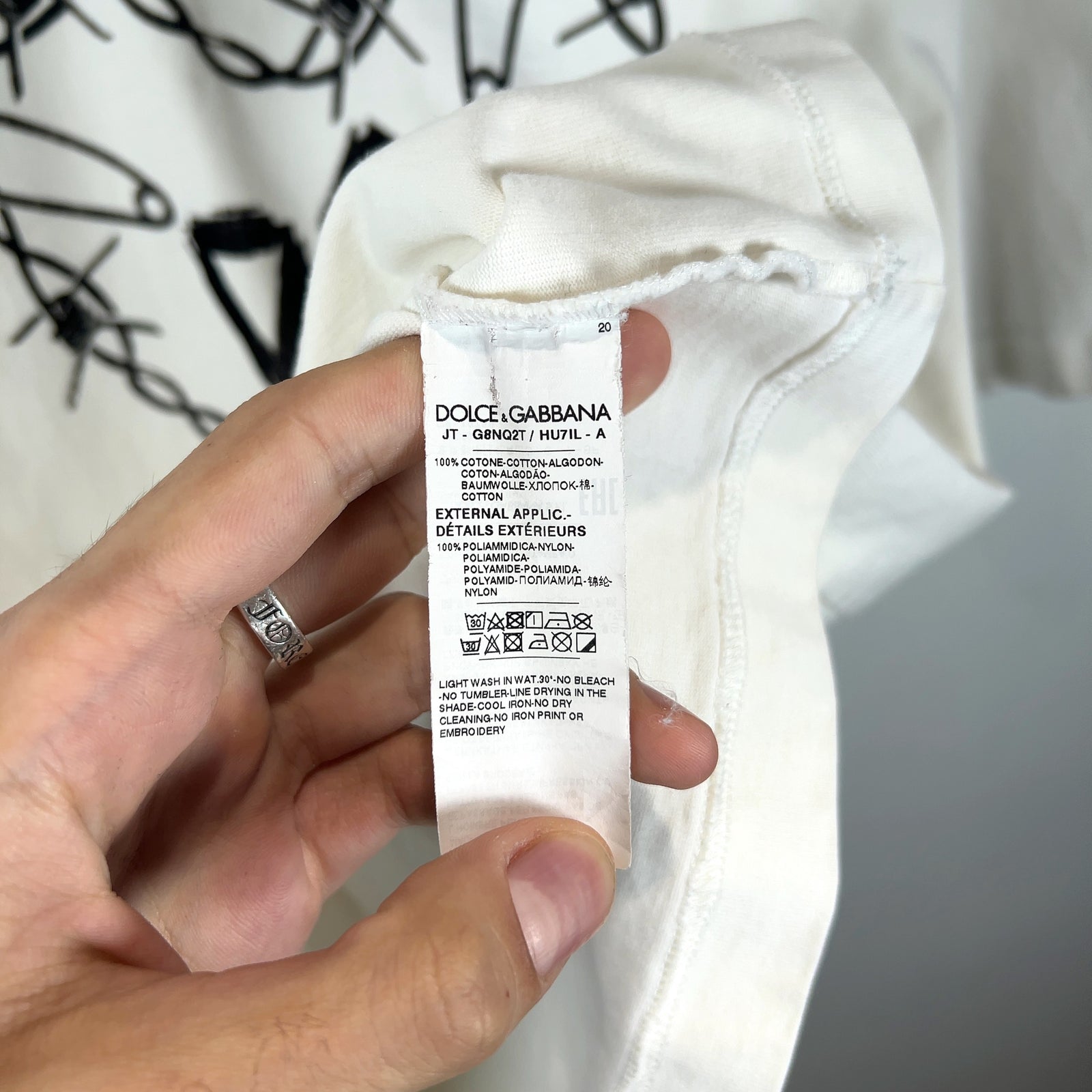 Dolce & Gabbana Safety Pin Heart Graphic T-Shirt