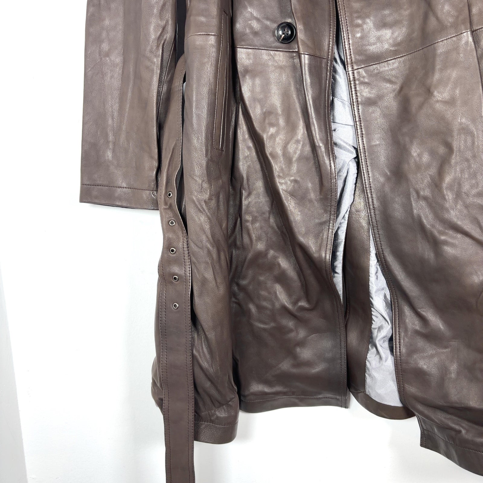 Armani Collezioni Water Repellent Lambskin Leather Trench Coat