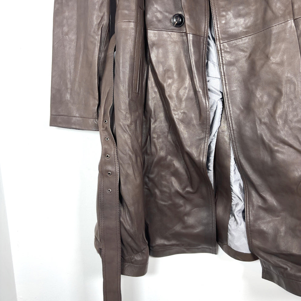 Armani Collezioni Water Repellent Lambskin Leather Trench Coat