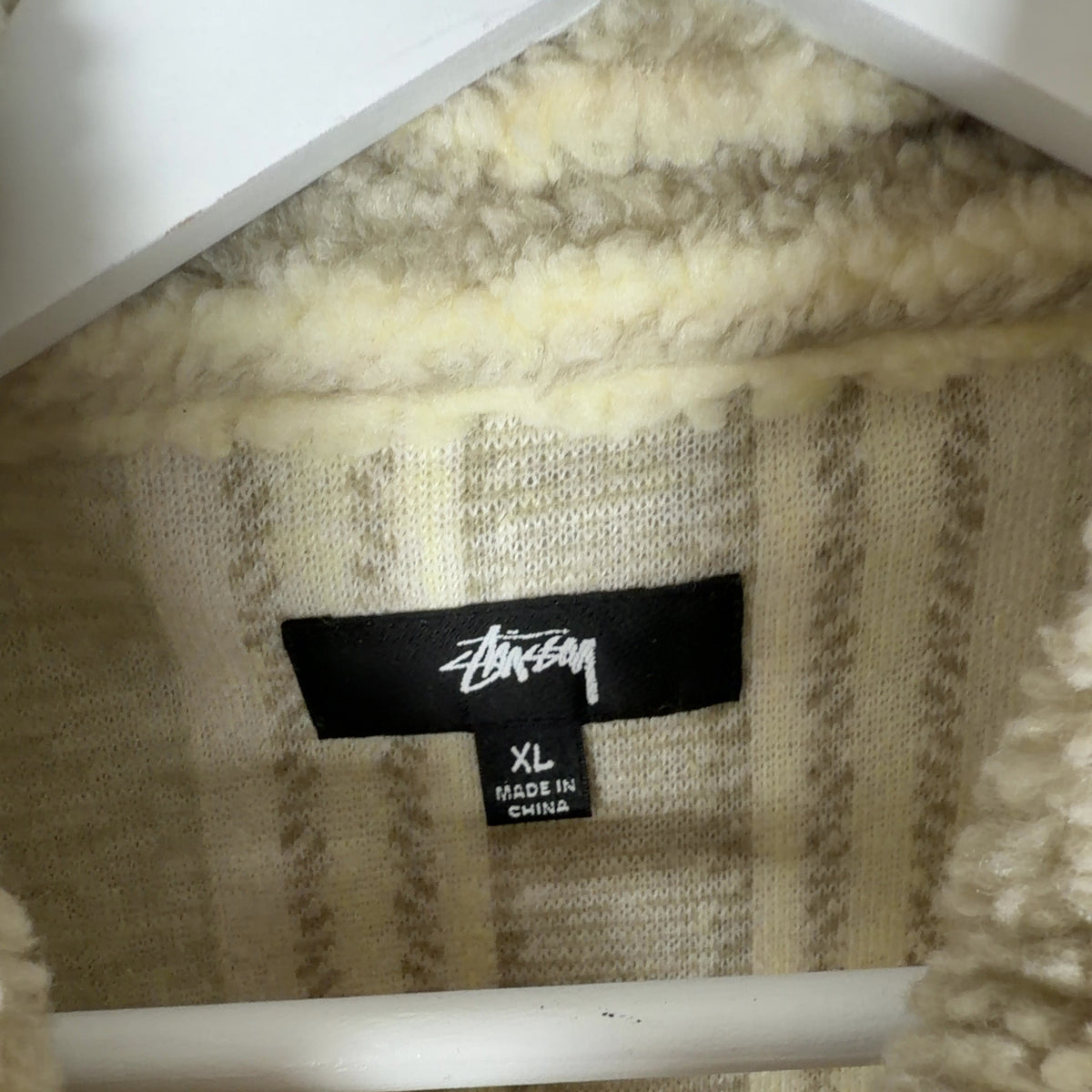 Stussy Striped Sherpa 2-Pocket Button-Up Shirt