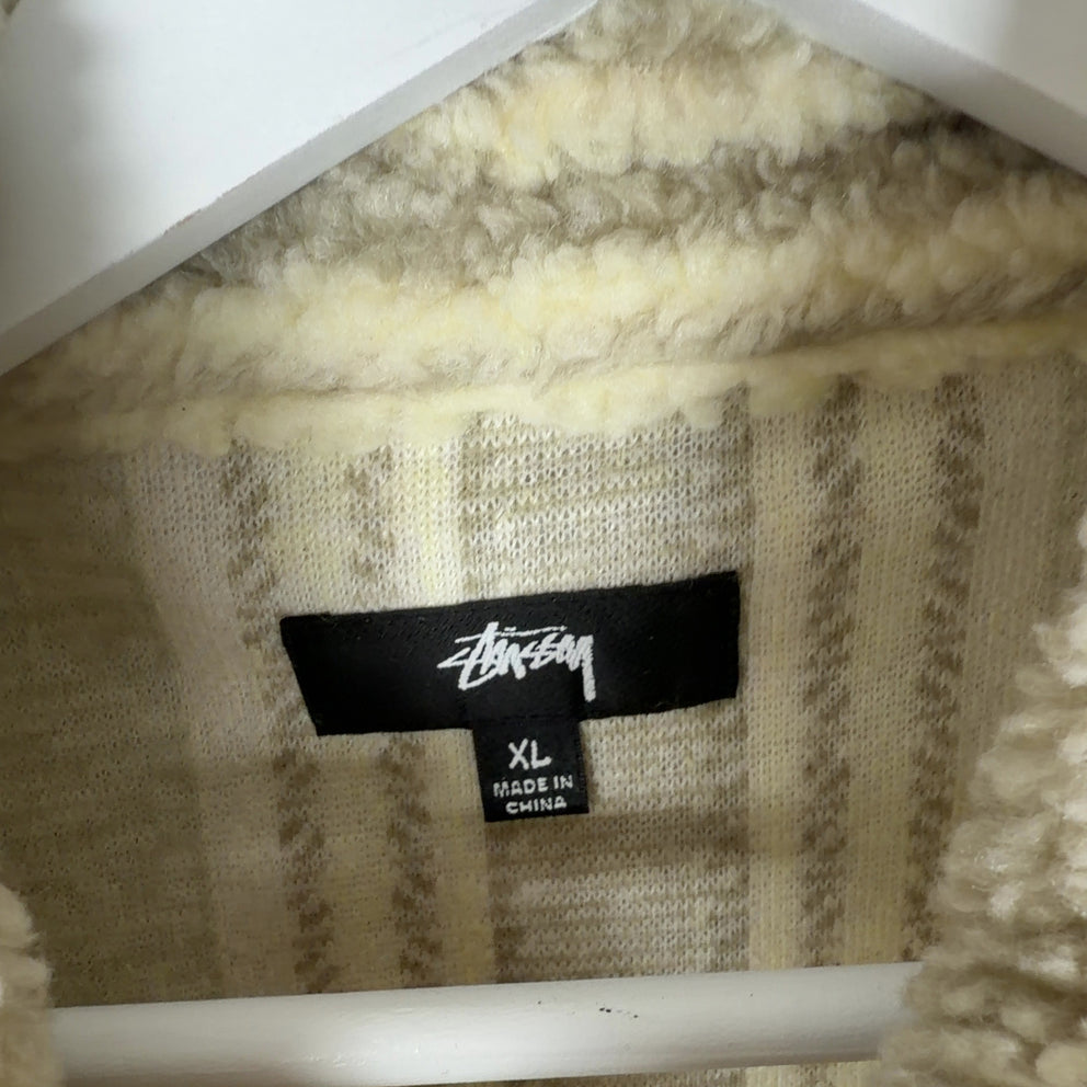 Stussy Striped Sherpa 2-Pocket Button-Up Shirt
