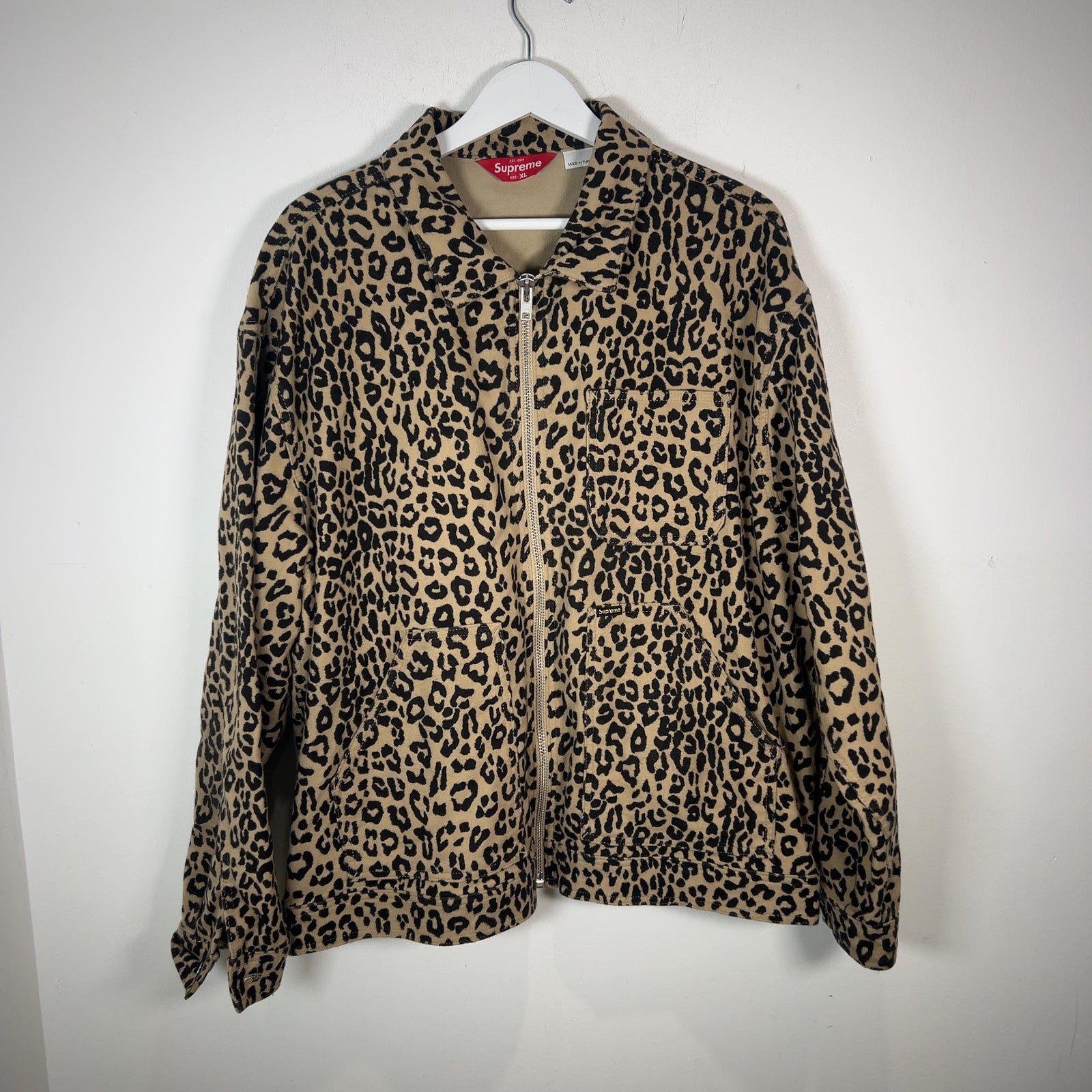 Supreme Leopard Zip-Up Work Light Jacket