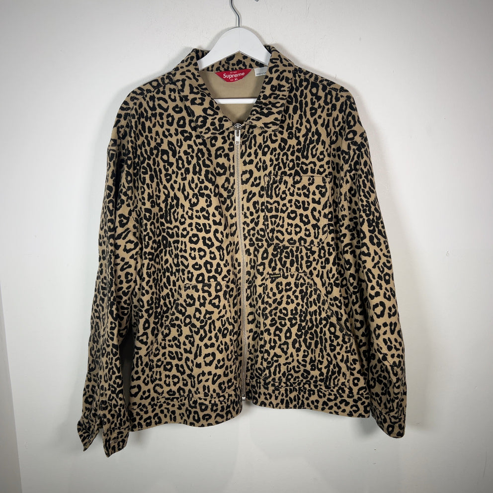 Supreme Leopard Zip-Up Work Light Jacket