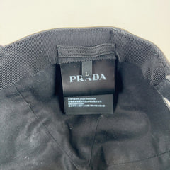 Prada Leather Plaque Logo Hat
