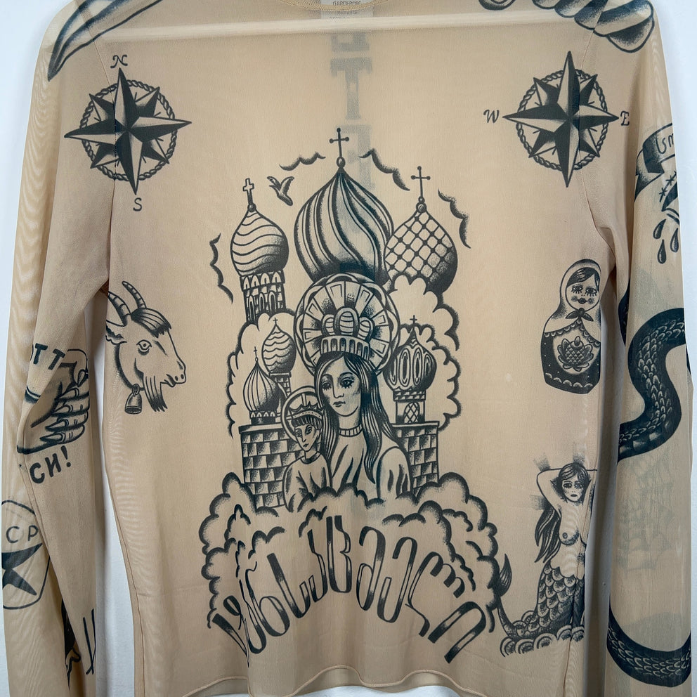 Vetements 'Tattoo' Mesh Long-Sleeve Turtleneck Longsleeve