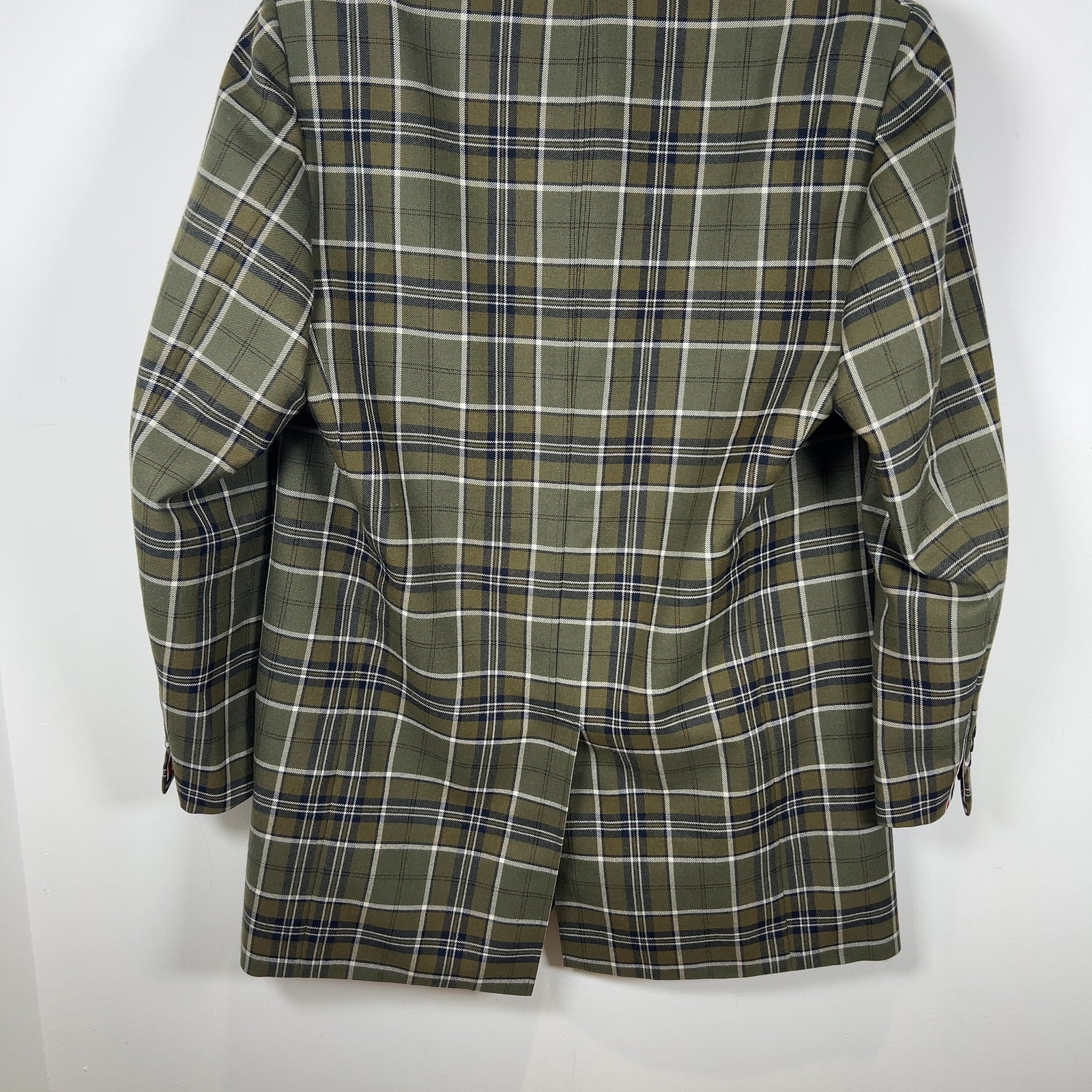 Thom Browne Multi-Pocket Plaid Peacoat