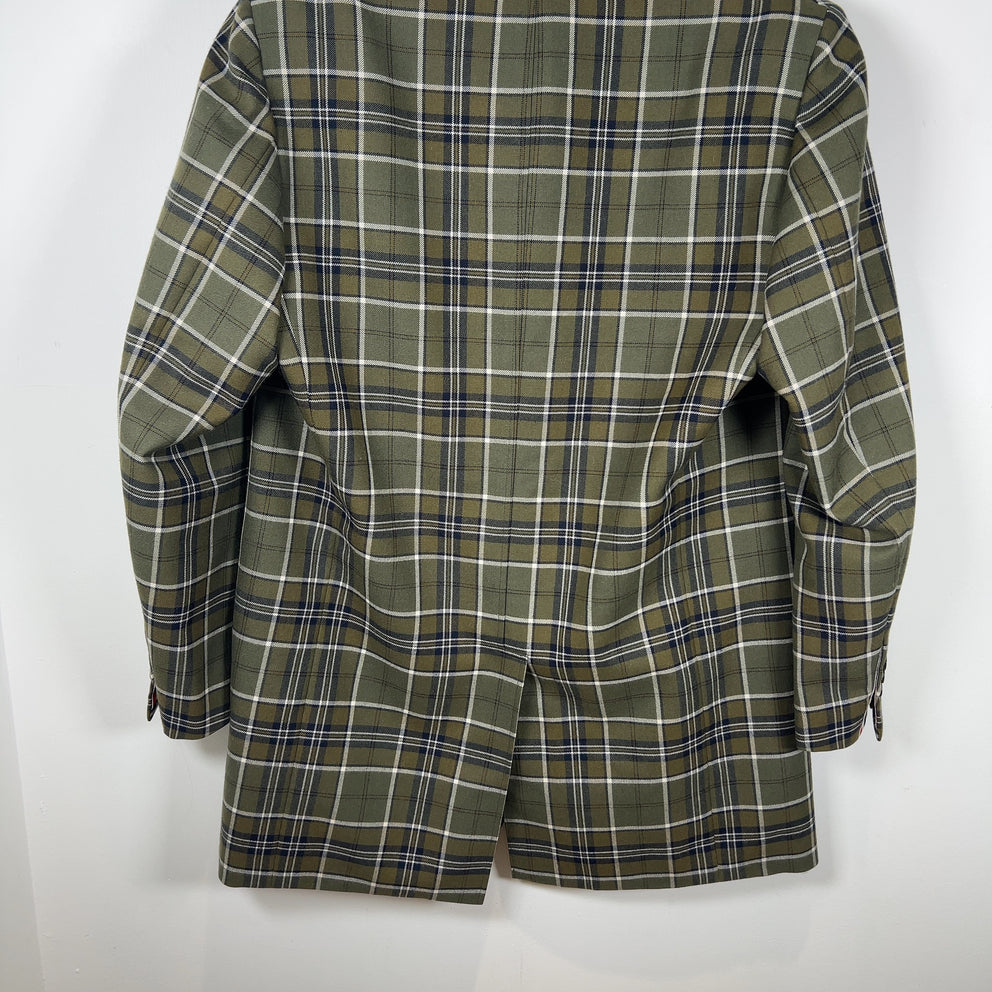 Thom Browne Multi-Pocket Plaid Peacoat