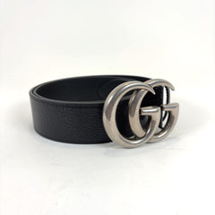 Gucci Gunmetal 'GG' Leather Belt