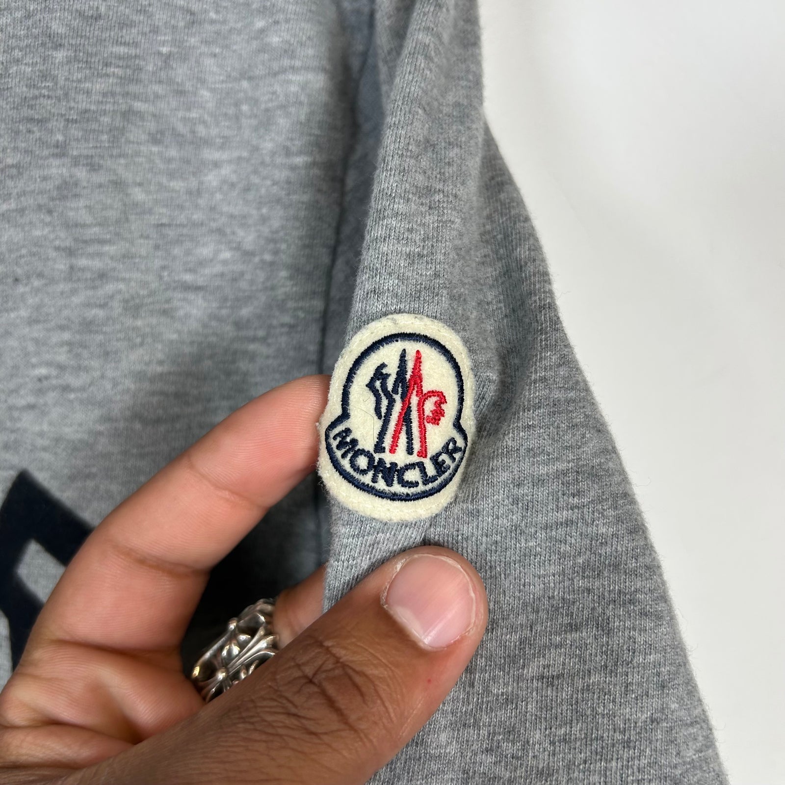 Moncler Grey Flocked Archive Logo Size M