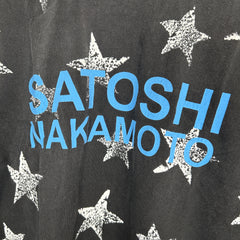 Satoshi Nakamoto Black Distressed Stars Logo T-Shirt Size M