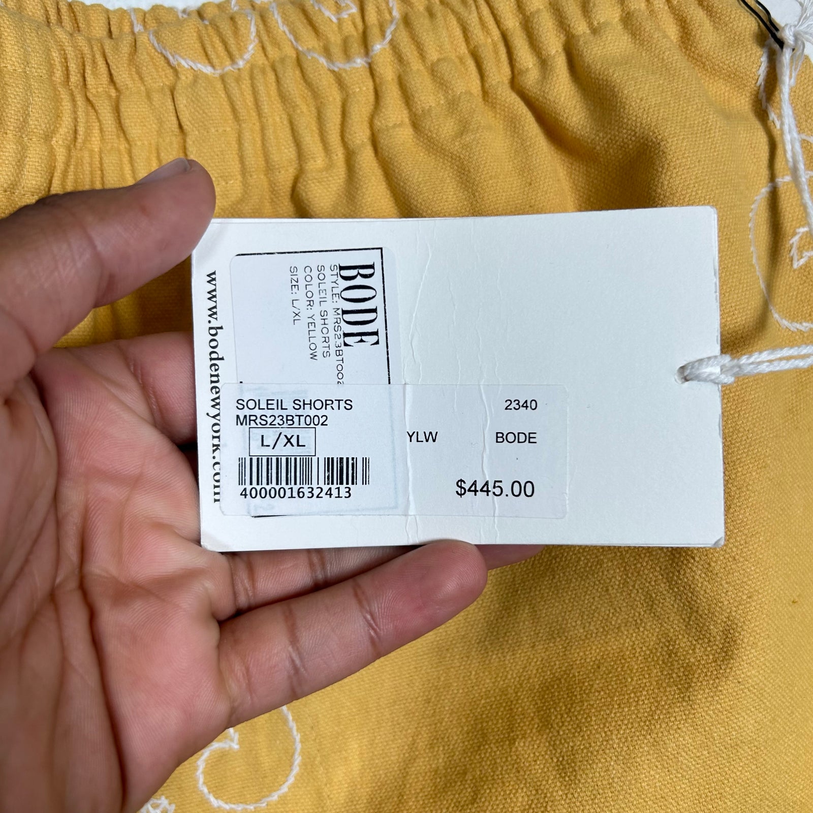 Bode Yellow Soleil Shorts Size L