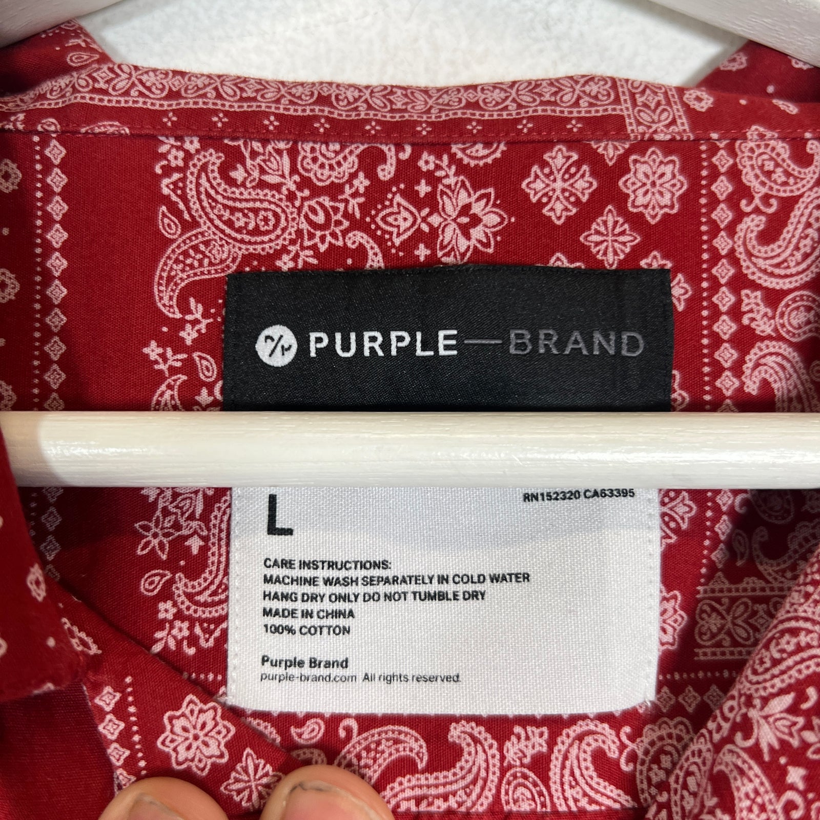 Purple Brand Red Paisley Button-Up Shirt Size L