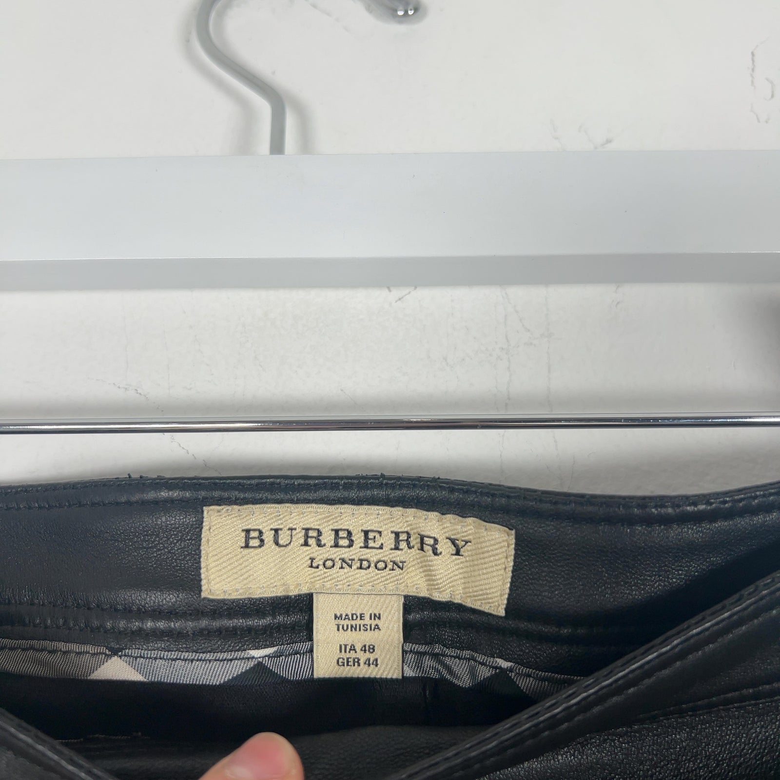 Burberry Leather Striped Leggings