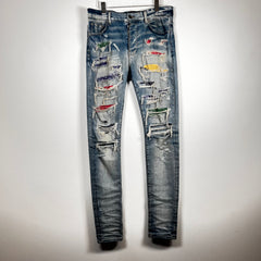 Amiri Mx1 Rainbow Bandana Denim Jeans Size 33