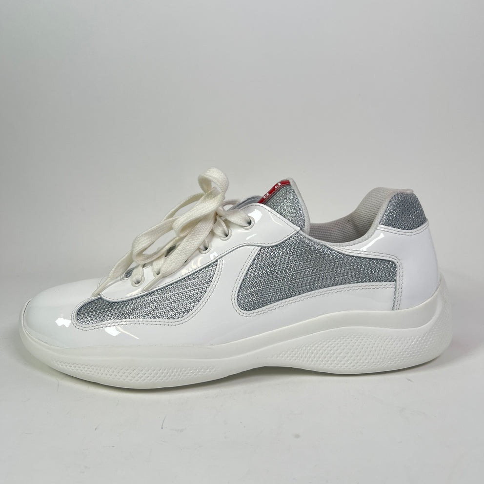 Prada White Patent Leather America Cups