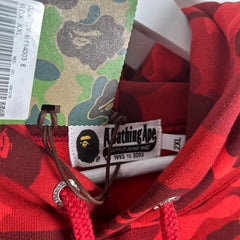 Bathing Ape Red Camo Hoodie Size XXL