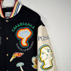 Casablanca 2024 Black 'Chenille' Embroidered Patch Varsity Jacket Size XL