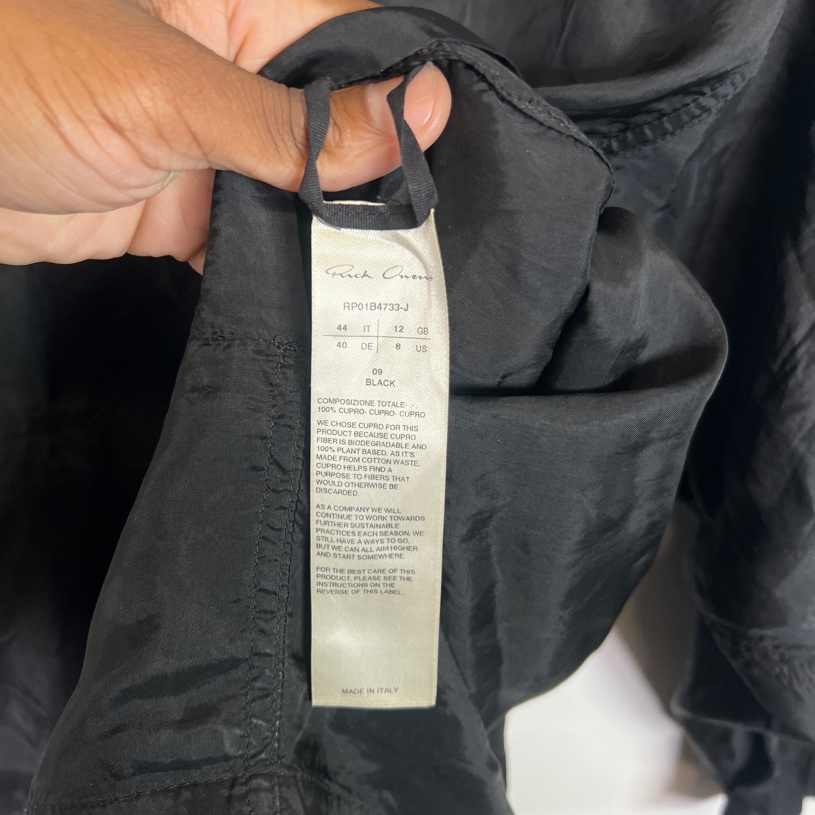 Rick Owens Black Nylon Hooded Peter Jacket Size XL