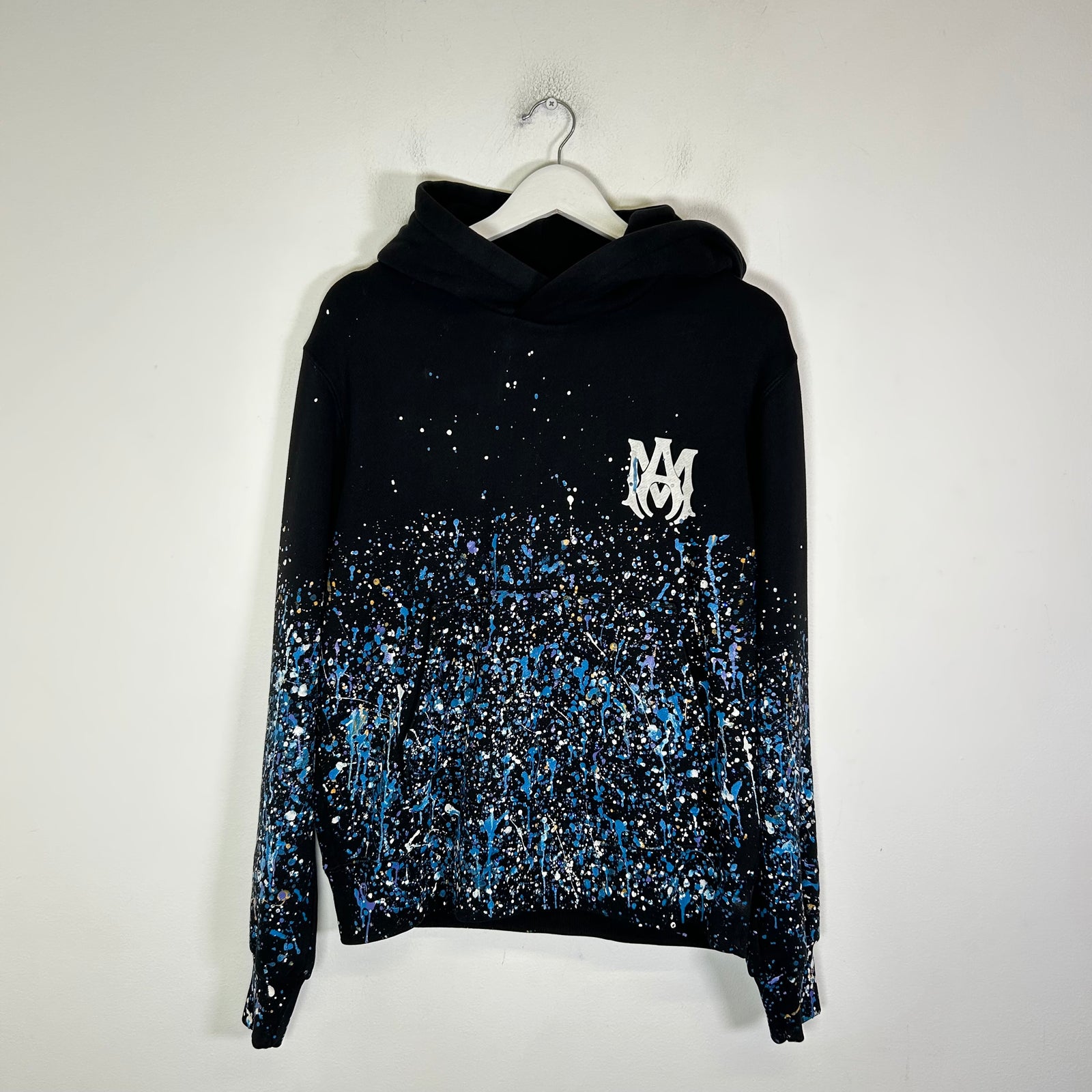 Amiri Black Crystal Paint Splatter Hoodie Size S