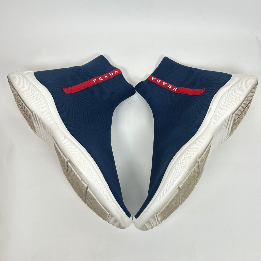 Prada Sport Blue Sock High-Top Sneaker Size 12