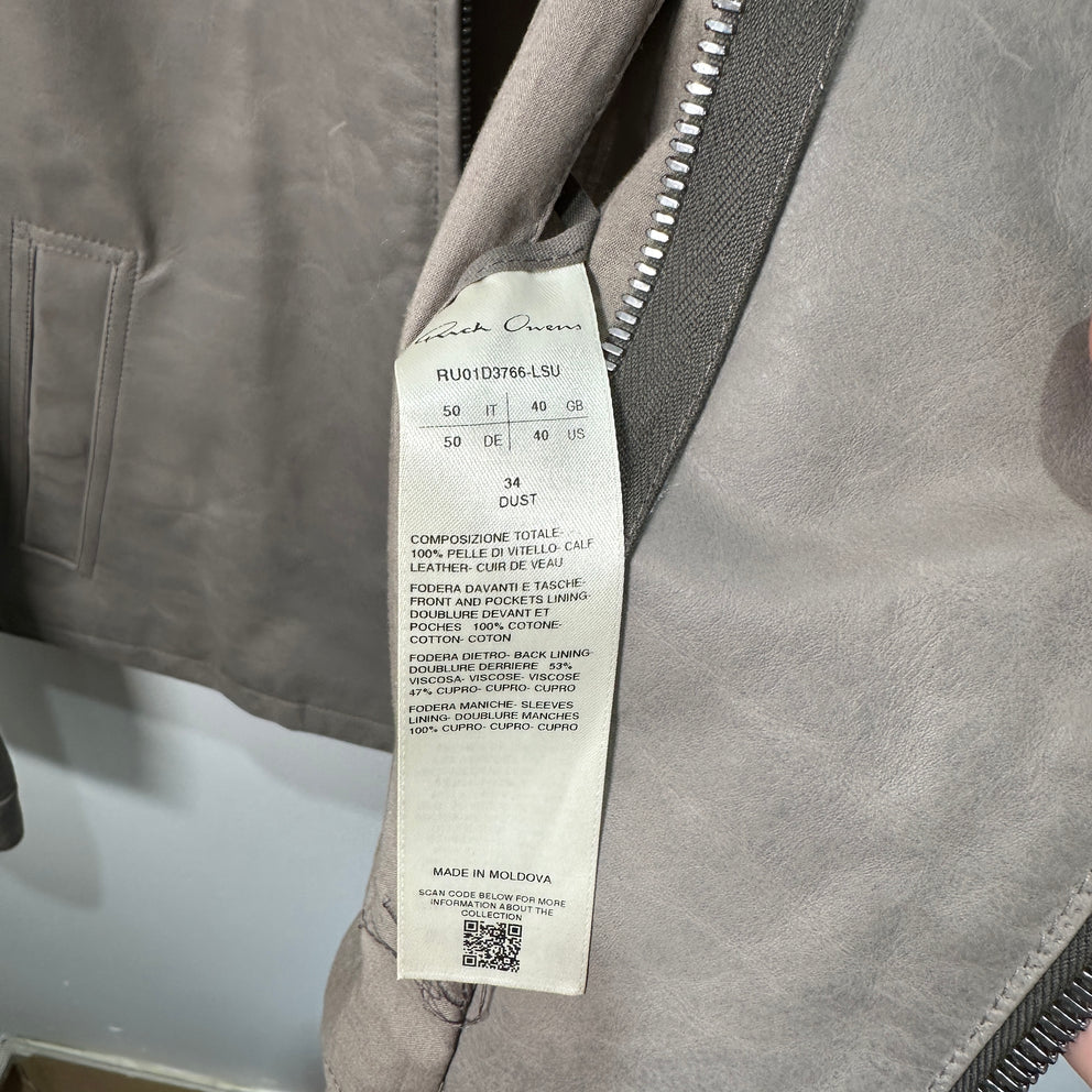 Rick Owens SS24 Lido Dust Leather Jacket Size 50