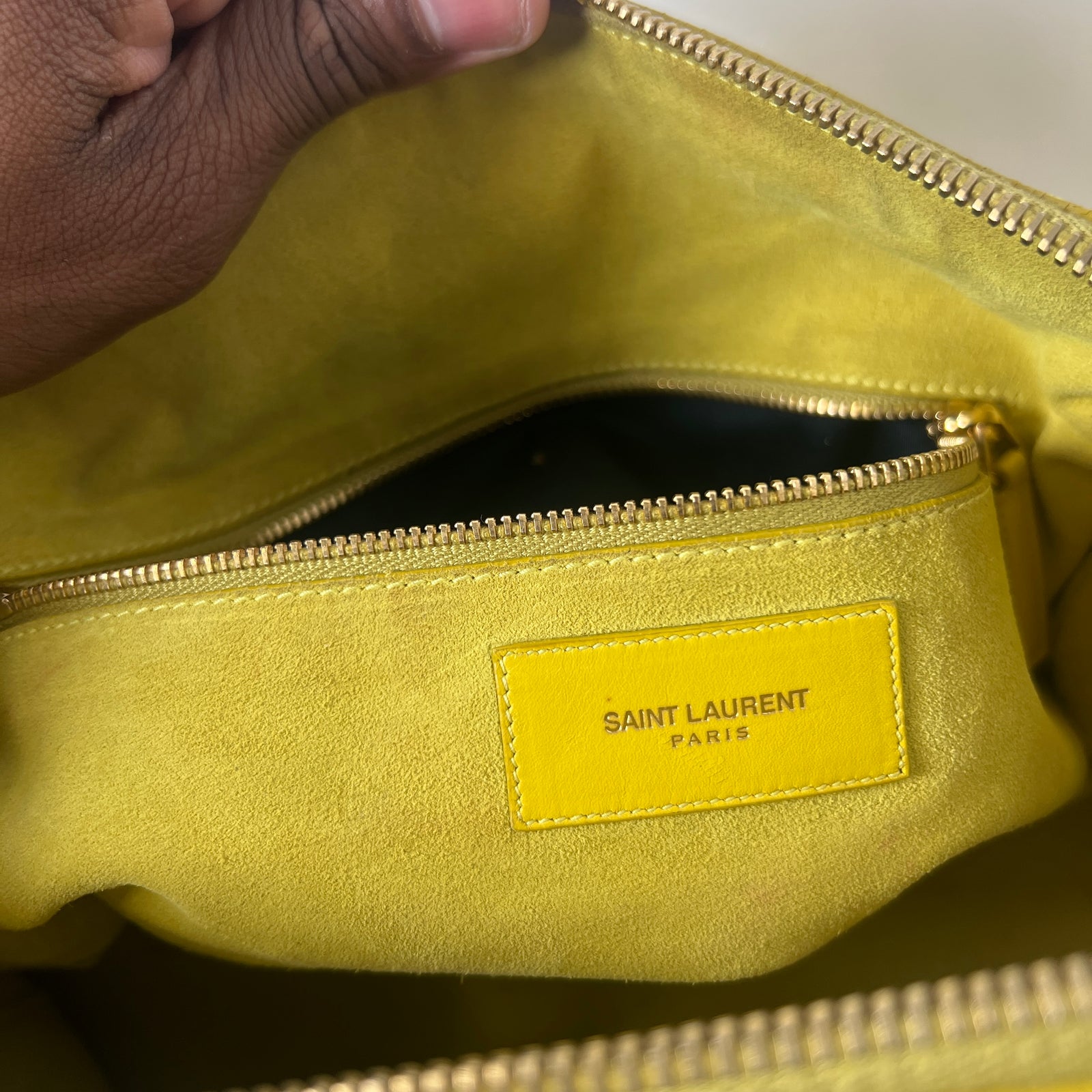 Saint Laurent Yellow Calfskin Leather Classic Baby Duffle Bag