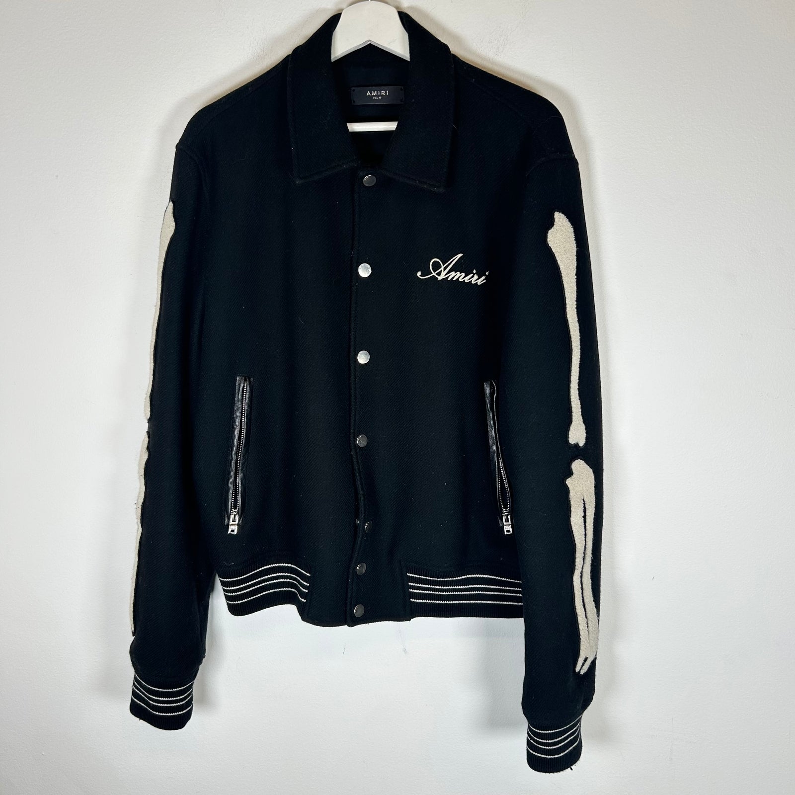 Amiri Black Bone Varsity Jacket Size L