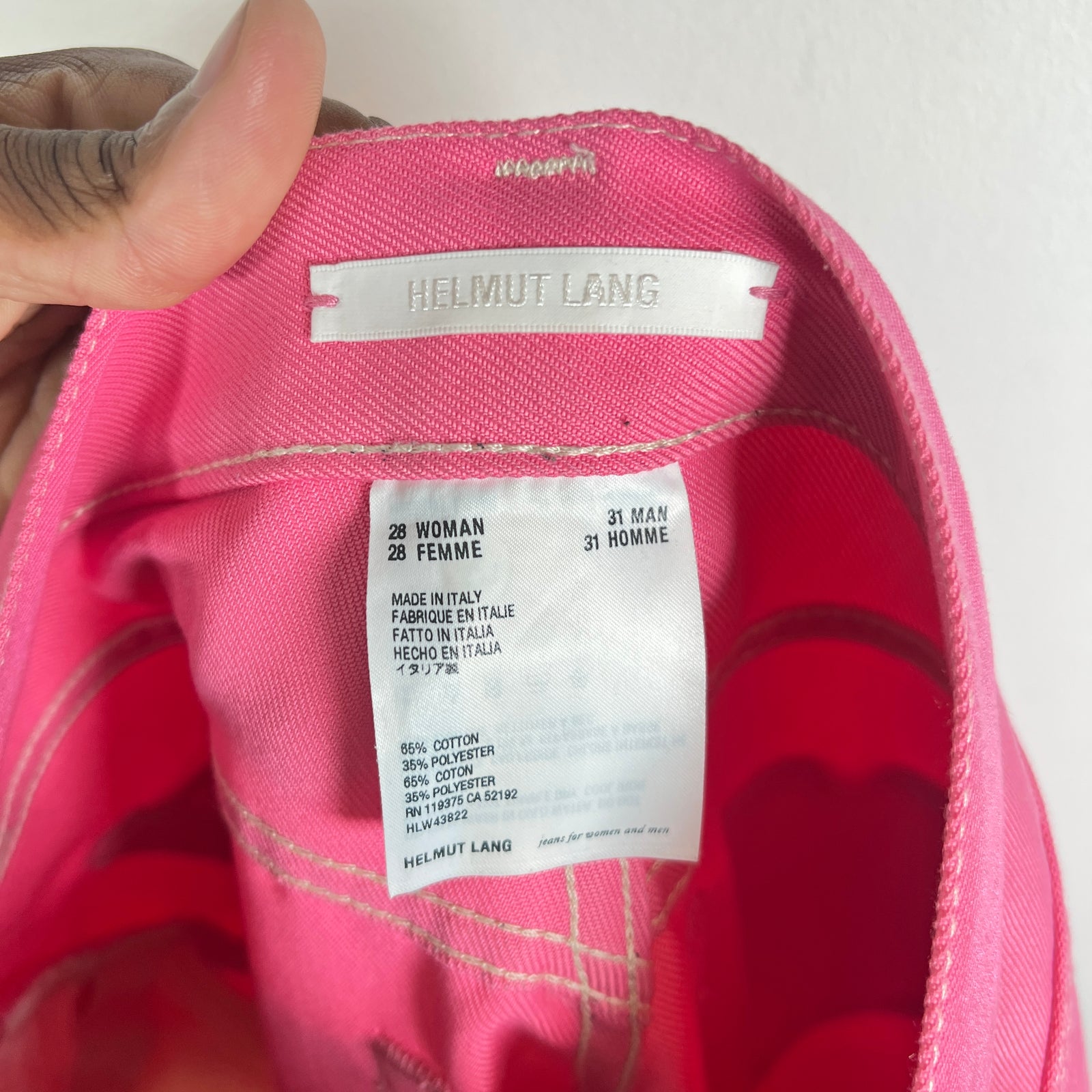 Helmut Lang Pink Slim-Fit Denim Jeans Size 28