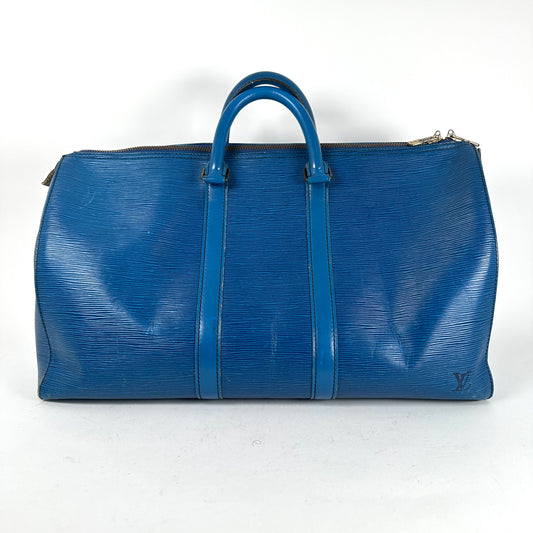 Louis Vuitton Blue Epi Leather Duffle Keepall Size 45