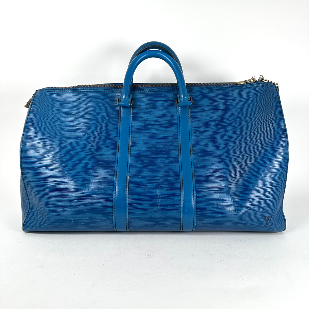 Louis Vuitton Blue Epi Leather Duffle Keepall Size 45