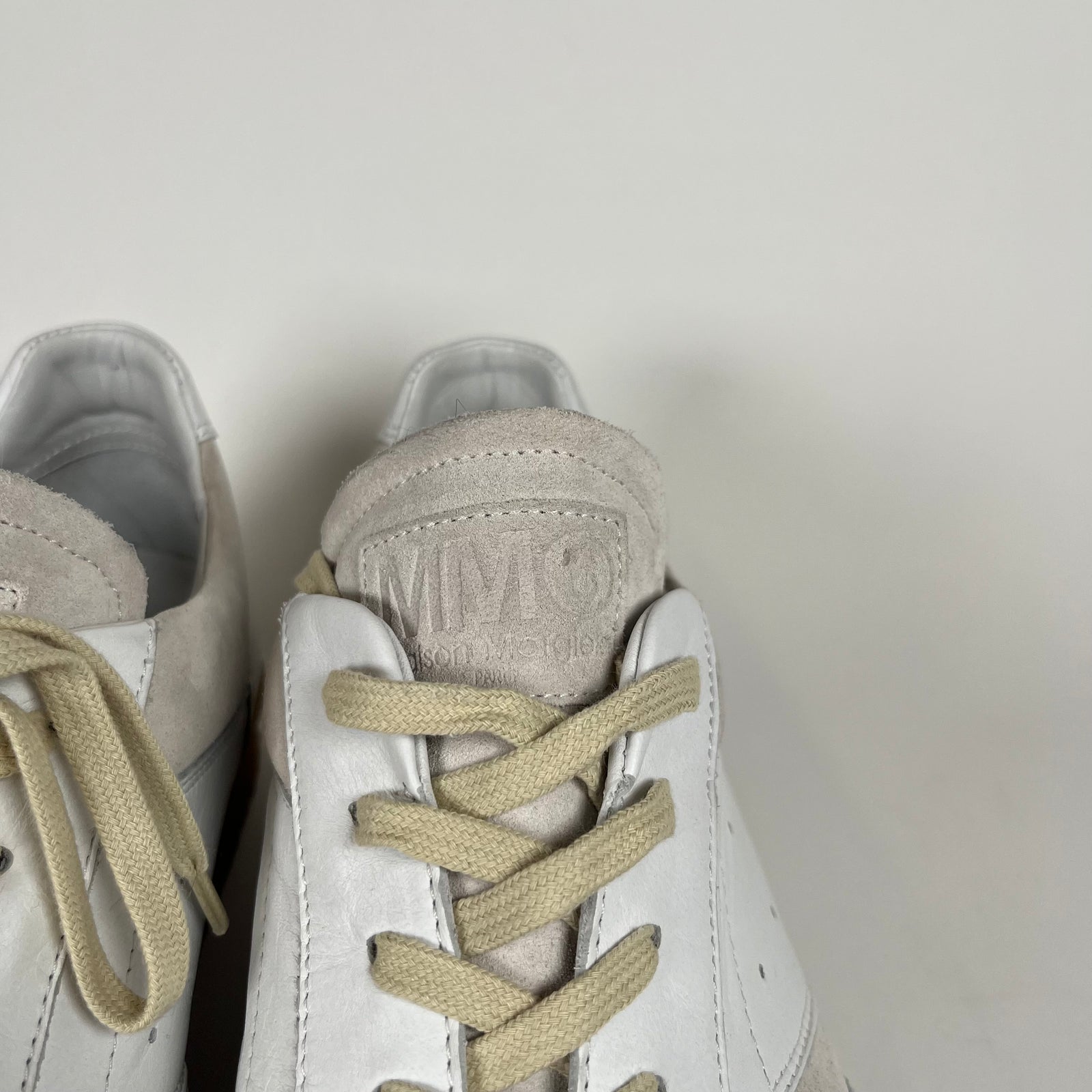 MM6 White Calf-Leather Low Top Sneakers Size 45