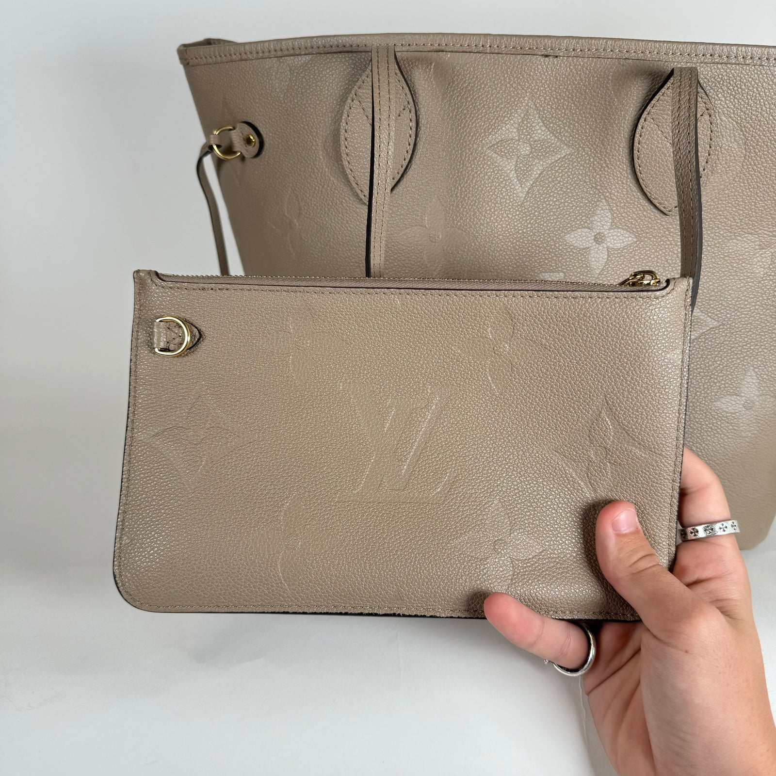 Louis Vuitton Taupe Monogram Empreinte MM Neverfull