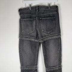 Balenciaga Convertible Grey Wash Denim Jeans Size 30
