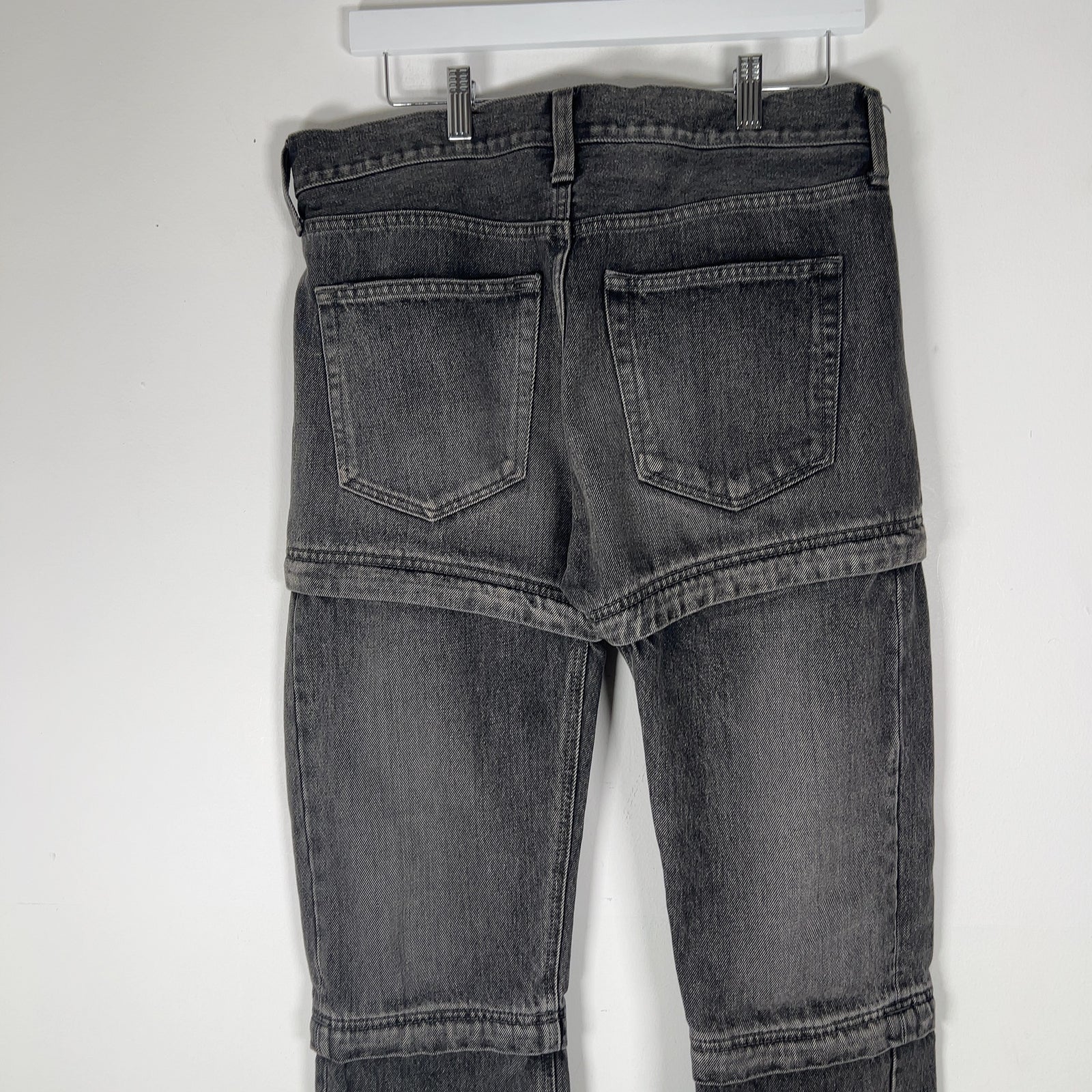 Balenciaga Convertible Grey Wash Denim Jeans Size 30