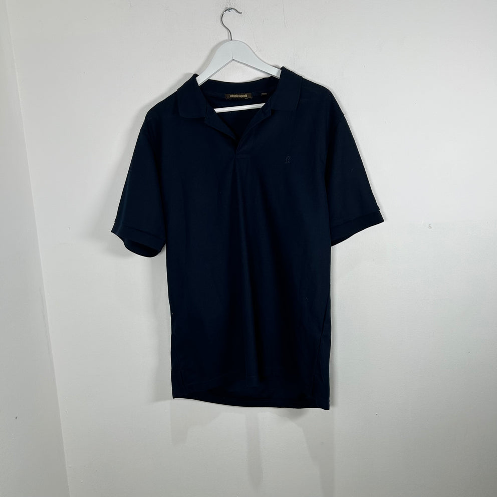 Robert Cavalli Navy 'R' Polo Shirt Size S