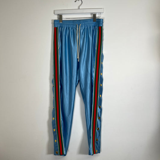 Gucci Shiny Jersey Web Blue Track Pants Size S