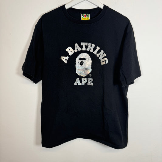 Bape Black Metallic Ape Head Tee Size XL